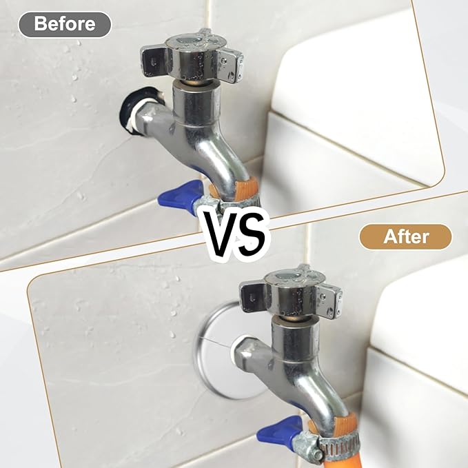 PATIKIL Wall Split Flange 105mm / 4.1" OD, 4 Pcs Round Escutcheon Plate Cover PPR Plumbing Cover Plates with Self-Adhesive Tape for 44mm / 1.7" Dia Water Pipe Faucet, Silver