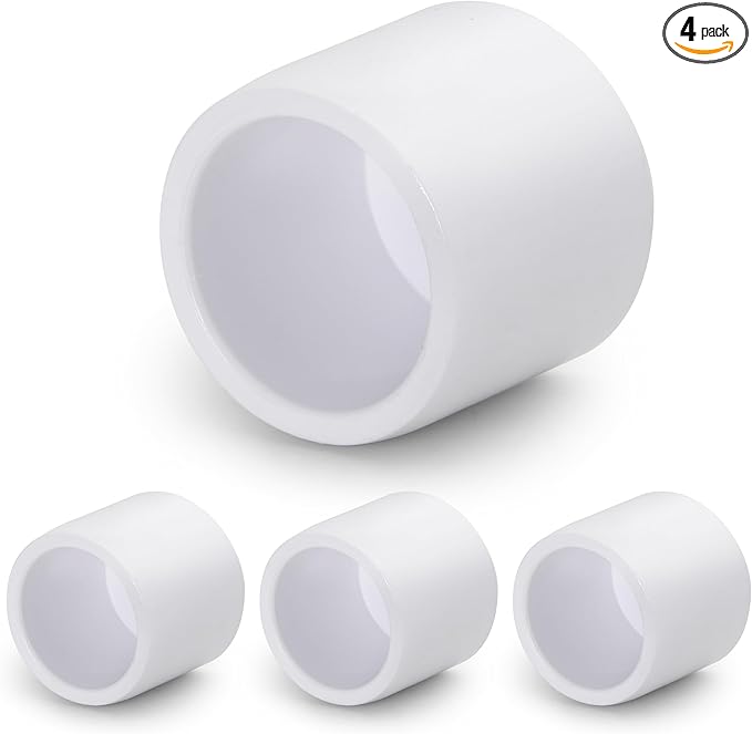 SCH40 PVC Cap 1/2 Inch - Fit Standard 1/2" SCH40 PVC Pipes (OD Approx. 0.84"), Zernmiarder Furniture Grade Pipe Caps, White Pipe Cover Fittings for Plumbing, DIY, Garden & Furniture - 4 Pcs
