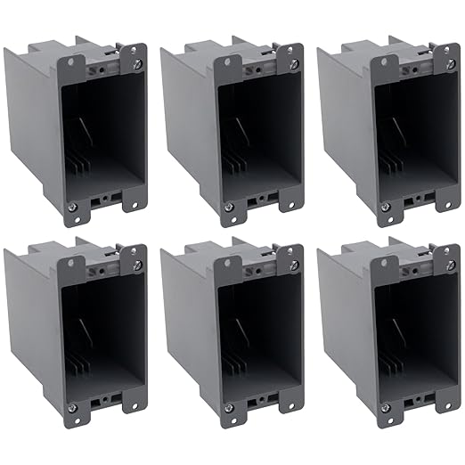 20 cu.in. 1 Gang Boxes for Home Decoration, Safe and Durable Outlet Box with ETL Certified, Old Work PVC Electrical Box, 6 Packs