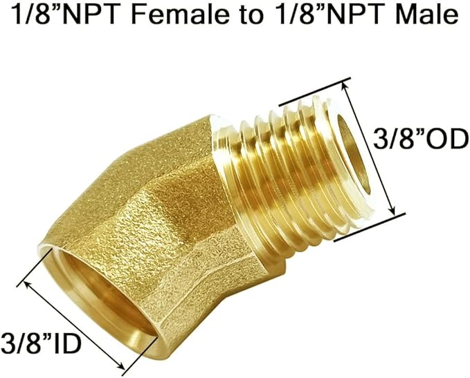 Joywayus 2PCS Brass 45 Degrees Elbow Pipe Fittings 1/8"NPT Male to 1/8"NPT Female Brass Fittings