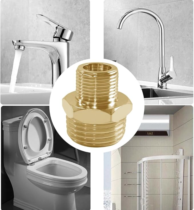 Joywayus 1/2 G Male to 3/8 Compression Male Thread Pipe Fitting, Brass Reducer Faucet Connector Water Hose Adapter, Supply Line Adapter for RV Kitchen Bathroom Plumbing (Pack of 4)