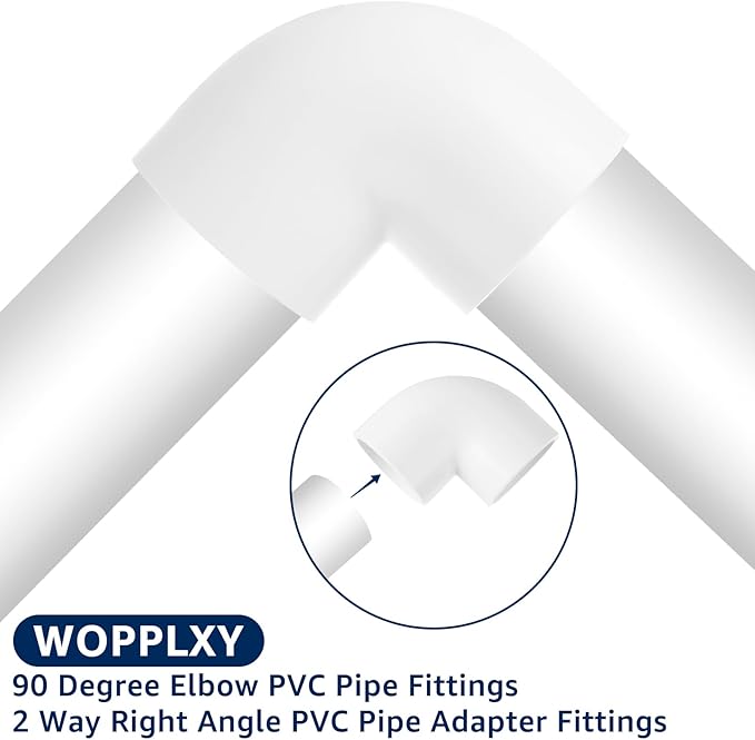 10 PCS 1-1/2" 90 Degree Elbow PVC Pipe Fittings, 2 Way Right Angle PVC Pipe Adapter Fittings, Furniture Build Grade SCH40, 1 1/2 Pipe Fittings Connectors for DIY Shelf Garden Support Structure