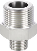 1 Pack 304 Stainless Steel Male to Male Adapter, 1" Male NPT x 3/8" Male NPT Hex Nipple Pipe Extension Fitting for Industrial, Automotive, Fluid Transfer, Home Gardening, Water