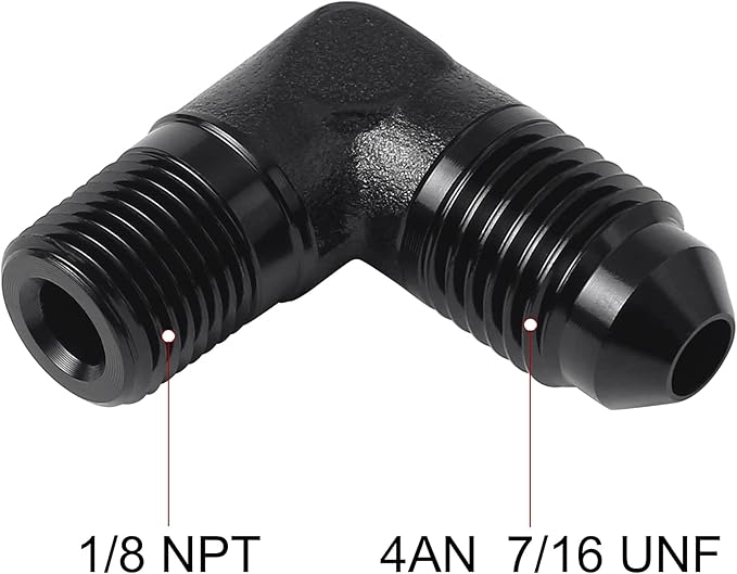 EVIL ENERGY 4AN to 1/8" NPT Male 90 Degree Fitting Adapter Aluminum 2PCS