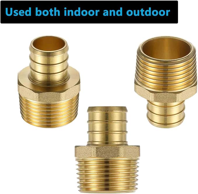 (10 Pack) Lidertik PEX Fittings 3/4 Inch Male NPT Adapter, 3/4" PEX F1807 to 3/4" NPT Male Threaded Adapter Brass