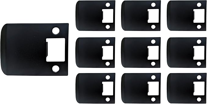 QCAA Solid Brass Extended Lip Strike, 3''X2-1/4", Matte Black, 10 Pack, Made in Taiwan