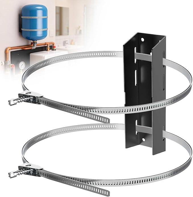 Expansion Tank Mounting Bracket with 2 Earthquake Straps - for 1 to 5 Gallon Thermal Expansion Tanks,Hot Water Heater Accessory to 13" Diameter Tanks & 5lb Propane Tanks, Wall Mount Holder (1)