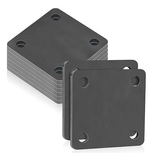 Rocaris 8 Pcs 3 × 3 ×3/16 Inch A36 Steel Plate Hot Rolled, Steel Base with 4 Holes Metal Square for Construction Boards, Structure Support, Weldable Square and Industrial Use
