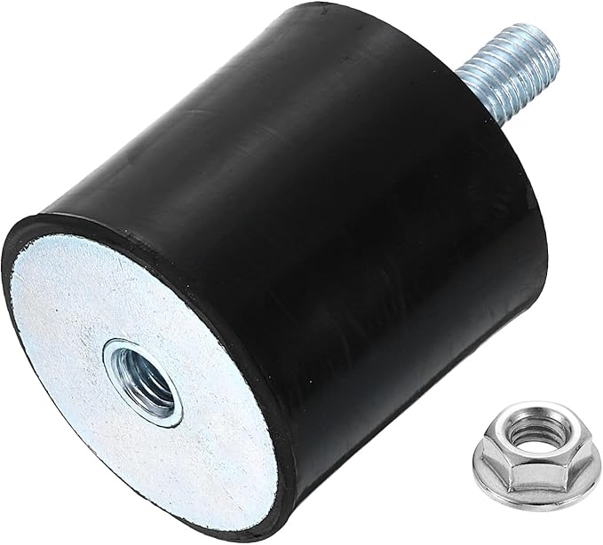 uxcell M10 Rubber Mounts, 1Pcs 50x30mm(DxH) Rubber Cylindrical Anti Vibration Isolator Shock Absorber with Lock Nuts for Car Bobbin Generator Air Compressors