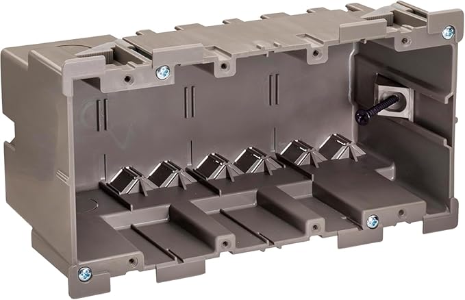 SmarToggle Four Gang Retrofit Wall Box – Old Work Electrical Box for Stud or No-Stud Mount | 1-1/2" Toggle Depth | Quad Device, Smart Switch, or Outlet PC Wall Box