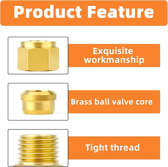 GASHER 10PCS Brass Compression Tube Pipe Fitting Connector, 10mm Tube OD Connector