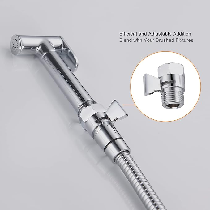Angle Brass Shut Off Valve for Handheld Shower, Water Pressure Regulator Replacement, Chrome