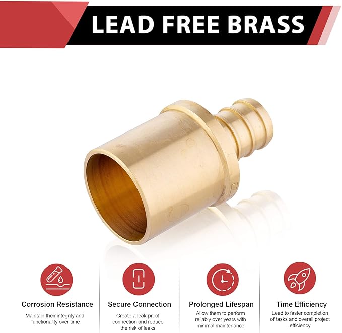 (Pack of 5) EFIELD PEX 1/2" x 3/4" Male Sweat Copper Adapter (Inside Copper Tube) Crimp Brass Fitting,(PEX1807121-5PCS)