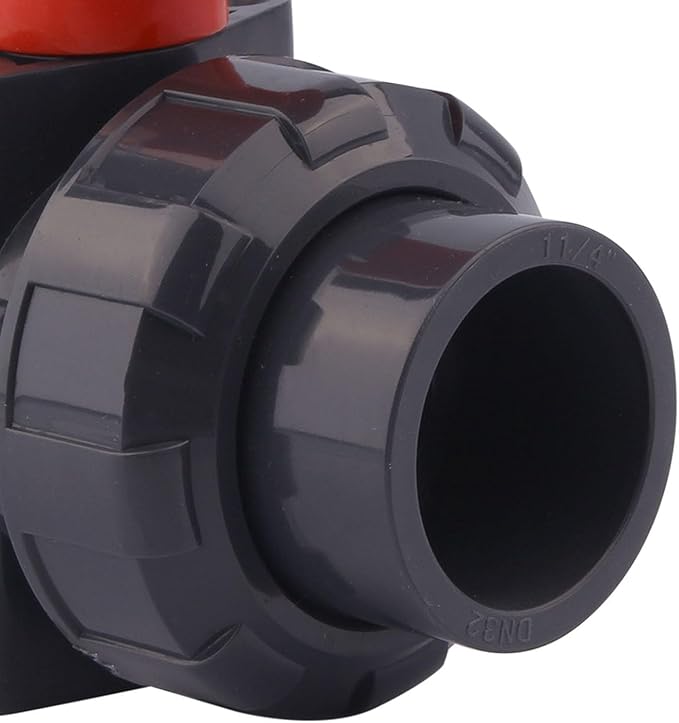 DERNORD 2 Pack PVC True Union Ball Valve with Full Port, EPDM O-Rings, and Reversible PTFE Seats,Rated at 200 PSI (1 1/4 inch Socket)