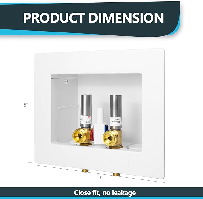 Washing Machine Outlet Box, Double Drains, Single Lever, 1/2 Inch Pex Crimp Inlet x 3/4 Inch MHT Outlet Connection, with Stainless Steel Water Hammer Arrestor(Pack of 2)(WM017-2Pack)
