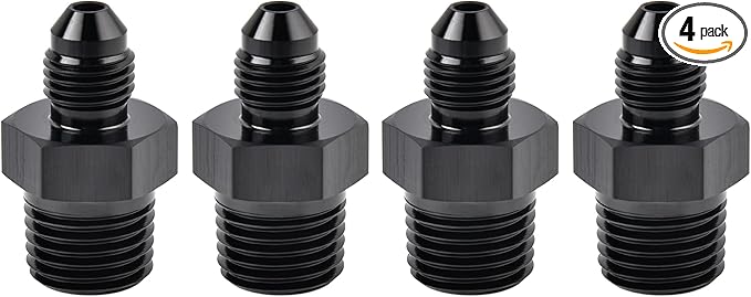 EVIL ENERGY 4AN Male Flare to 1/4" NPT Pipe Fitting Adapter Aluminum Straight Black 4PCS