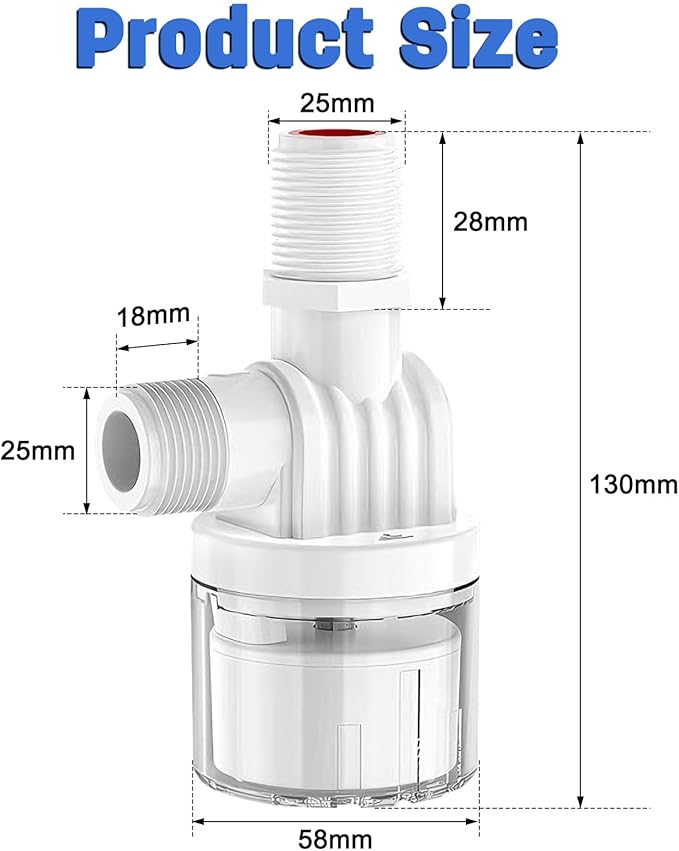 2 Pack 3/4" Water Float Valve Inside Type, 3/4 Inch Top Inlet Automatic Water Level Control Valve Uesd for Water Tank, Swimming Pools, Livestock Tanks, Aquaculture, Aquariums