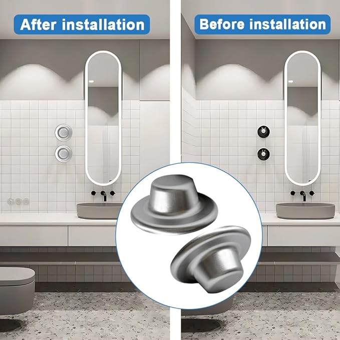 2Pcs 3"Pipe Wall Hole Covers,Water Pipe Cover Escutcheon Caps Plumbing Caps,Self-Adhesive Plugs Round Shower Pipe Caps for Concealing Wall Bathroom Faucet Toilet AirConditioner Holes Decoration,Silver