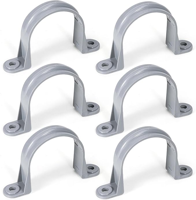 6pcs 2.5 Inch PVC Pipe Straps, 2-Hole Plastic Pipe Clamp, Conduit Clamp for Reinforcing Pipes, Conduits and Tubes