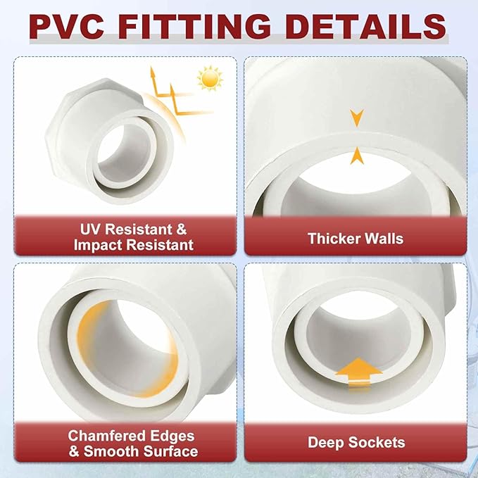 10Pcs 1 1/4" x 1/2" PVC Reducer Bushing Fitting, SCH40 (Socket x Socket) Furniture Grade PVC Pipe Fitting, Reducer Bush Adapter for Home Sewer Plumbing, Industrial, Pipe Connection