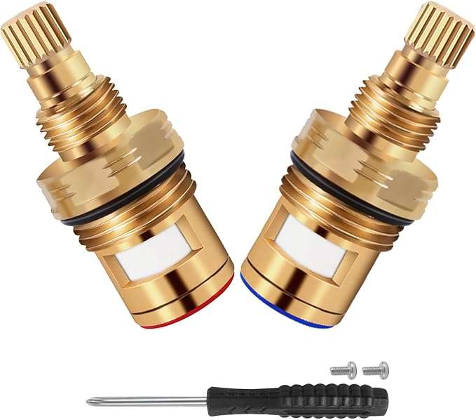 Brass KSRPL3200HC&Brass KSRPL3200CC Ceramic Cartridge Replacement Parts Set, Compatible With CC Basin Faucet Cold Ceramic Cartridge & Hot Ceramic Cartridge, 2-1/8"