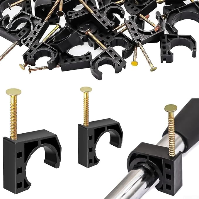50Pcs 12 Inch J Hook Pipe Clamps With Nails For PEX, Copper, CPVC, PVC, And Metal Pipe Fixing In Building And Repair Projects