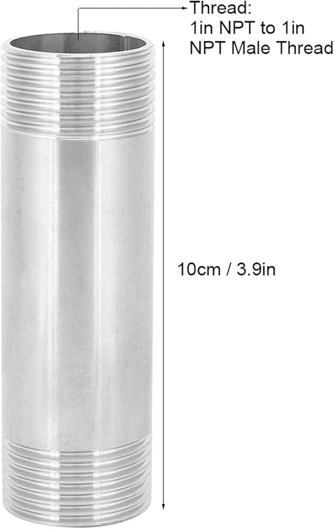 Pwshymi 304 Stainless Steel Nipple Threaded Pipe Connector Fittings for Pipeline Accessory