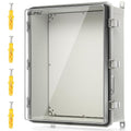 QILIPSU UL94-V0 Outdoor Electrical Box 20.3"x16.4"x7.9" Waterproof Junction Box Weatherproof PC/ABS Alloy Plastic IP66 Project Electric Enclosure Clear Hinged Door