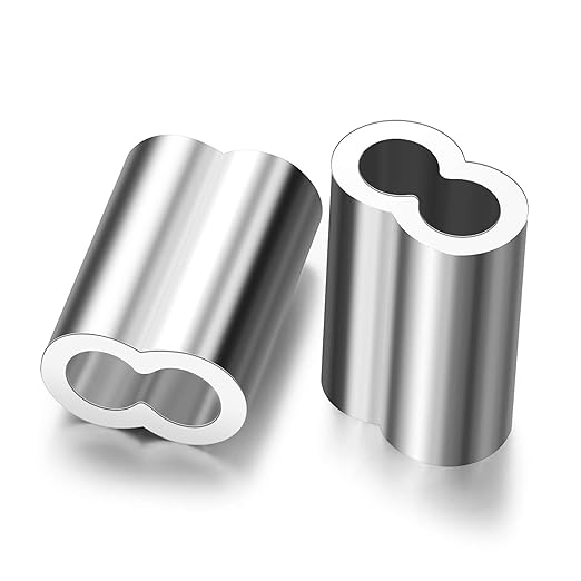 3/16"(5mm) Aluminum Crimping Loop Sleeves, Wire Rope Sleeves, Double Crimp Sleeve Cable Ferrule for Wire Rope and Cable 20PCS (3/16"(5MM))