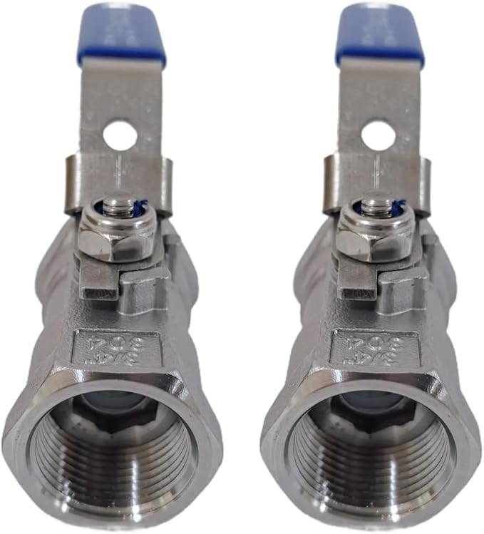 2Pcs 3/4'' Stainless Steel 304 Ball Valves, NPT Female Full Port Ball Valve Heavy Duty Shut Off Valve for Water, Oil, and Gas with Locking Device, NPT Female