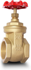 2-1/2" NPT Brass Gate Valve, Heavy Duty Female x Female Thread Manual Rotary Sluice Valve with Wheel Handle for Water, Oil, Gas, Industrial Plumbing, and HVAC Systems (2-1/2", DN65)