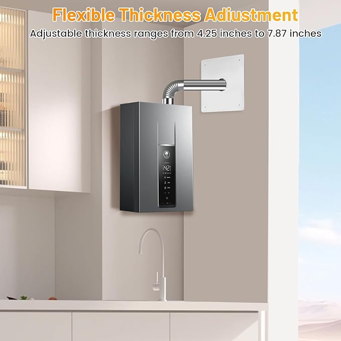 Thickening Stainless Steel Vent Wall Thimble,Suitable for Walls Ranging from 4.7 "to 7.0",for Indoor Gas Tankless Water Heater,Ideal for Home Heating and Bathroom Setups (silver, 2.36In)