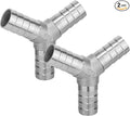 304 Stainless Steel Hose Barb Fitting 3/4" Barb x 3/4" Barb x 3/4" Barb 3 Way Tee Y Shape Joint Splicer Mender Fitting Union for Water Fuel Air 2PCS
