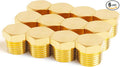 ChillWaves Brass Pipe Fitting, Outer Hex Head Socket Pipe Plug Fitting 1/4" NPT Male Thread Adapter(12-PACK)