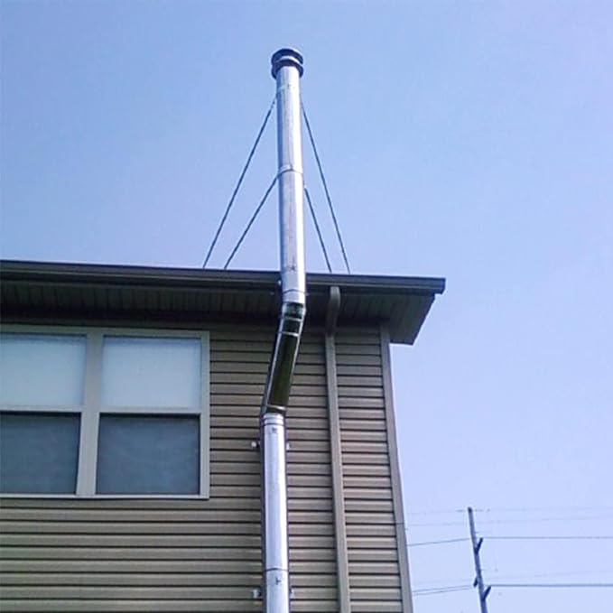 6" Extended Chimney Stove Pipe Roof Bracket Support, Stainless Steel Chimney Pipe Roof Support for Stove Pipe, Adjustable Chimney Pipe Bracing, Stability Against Wind & Snow
