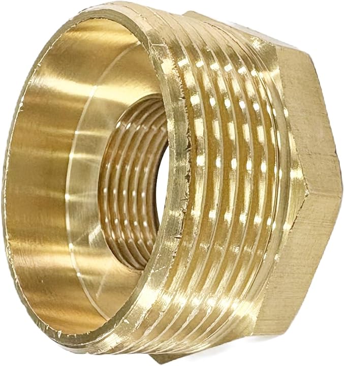 1-1/2" NPT Male x 3/4" NPT Female Brass Reducer Hex Bushing Threaded Pipe Fitting Reducing Adapter Pack of 1
