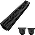 Driveway Channel Drain with HDPE Grate-39.4x6.1x5.5in Deep Profile Trench Drain System for Garage,Heavy Duty Trench Drain for Parking Lot,Concrete,Patio,Sidewalk