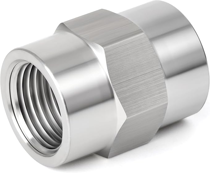 TAISHER 5PCS Forging of 316L Stainless Steel Pipe Fitting, Coupling, 3/8" NPT Female x 3/8" NPT Female, Pipe Adapter Fitting