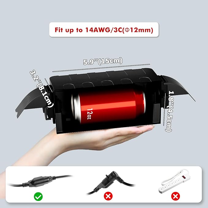 Flemoon 2-Piece Outdoor Waterproof Electrical Box Set – 12.5" x 8.5" x 5" Large & 8.1" x 4.9" x 3.1" Small Weatherproof Electrical Boxes for Power Strips, Outlets, Holiday String Lights, Black