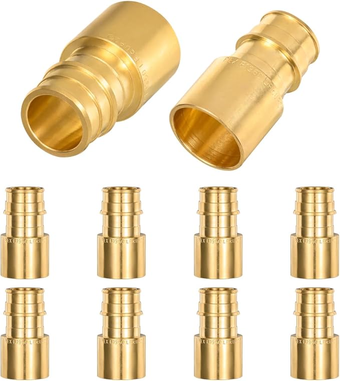 10 Pack Brass Expansion Female Sweat Adapter, 3/4" Pex A Expansion x 3/4" Sweat Brass Expansion Fitting ONLY Full Flow For Pex-A Tubing Connection, NSF/ANSI 61 NSF 372 Certificate