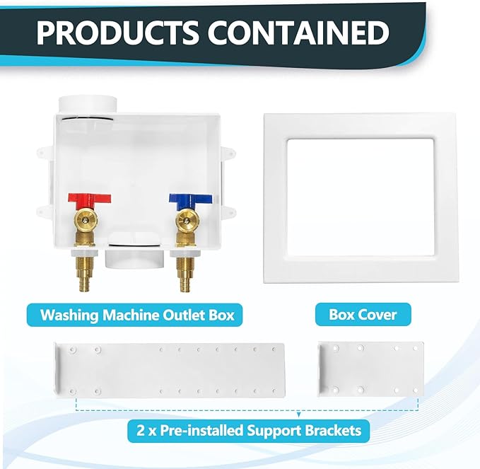 Washing Machine Box, Center/Side Drain, 1/2 Inch Pex Crimp Inlet x 3/4 Inch MHT Outlet Connection, Laundry Washer Valve (Pack of 10)