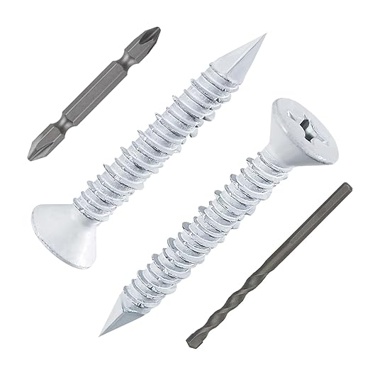 WenSilon(30 PCS) 3/16" x1-1/4 White Concrete Screw Anchor White Flat Head for Anchoring to Masonry, Block or Brick Stucco