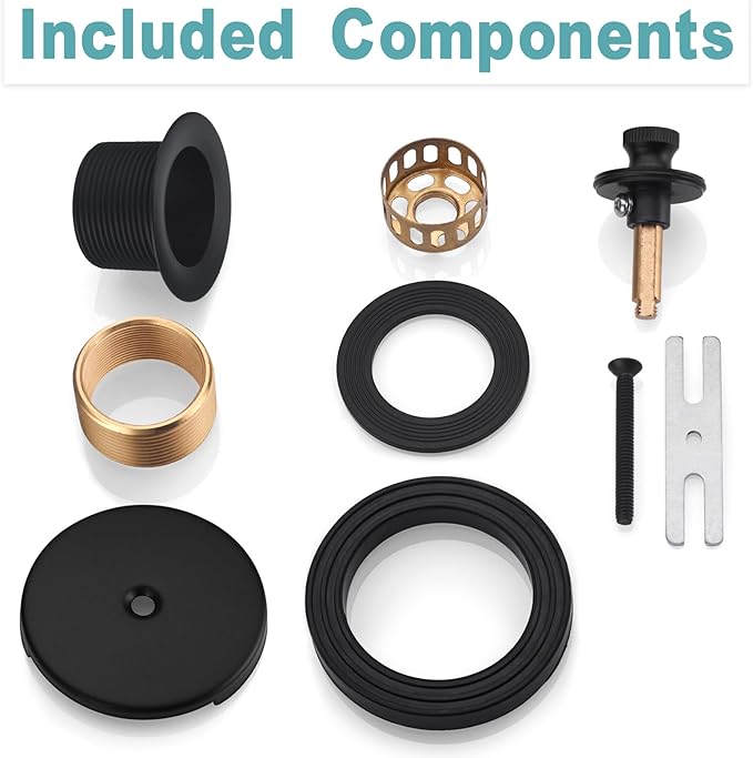 BESTILL Bathtub Drain Kit and Overflow Faceplate, Matte Black