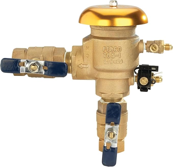 Febco 765 Series 1" Bronze Pressure Vacuum Breaker Backflow Preventer, Quarter Turn Shutoff, Union Connections, Freeze Sensor with SentryPlus Alert Technology, Industrial Plants, Irrigation System