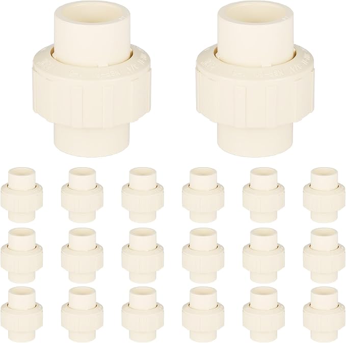(20 Pack) EFIELD 3/4" Inch CPVC Slip Union, CTS x CTS Union Solvent Connection Fittings,(CPVC031-20PCS)