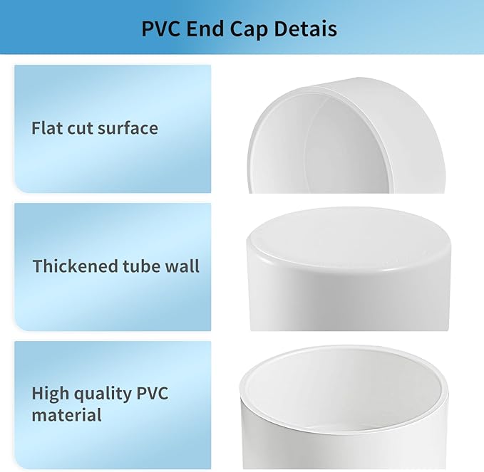 LESSO 2PCS 4" PVC End Cap, Pipe Fitting Furniture Grade, 4" PVC Pipe Plug Adapter for Build Furniture DIY Garden Shelf, SCH40 White