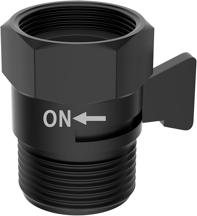 Hibbent All Metal 1 Pack Shower Head Flow Control Valve, G1/2 Brass Shut-off Valve with Metal Handle Lever, Shut OFF Water Flow Control Regulator for Handheld Shower, or Bidet Sprayer, Matte Black