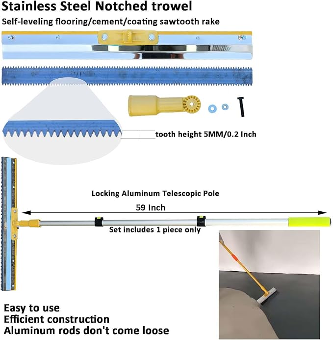 Self Leveling Concrete Epoxy Floor Tool Kit Spiked Roller for Self Leveling Epoxy Squeegee Garage Hard Floor Reconstruction