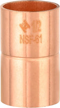 EFIELD 1-1/2-Inch C X C Copper Coupling With Rolled Stop, LF Copper Plumbing Fittings with Sweat Solder Connection,(COPPER088)