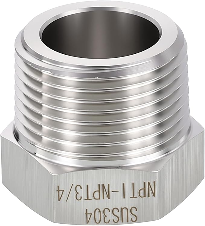 1 Pack 304 Stainless Steel Male to FeMale Adapter, 1" Male NPT x 3/4" FeMale NPT Hex Bushing Reducer for Industrial, Automotive, Fluid Transfer, Home Gardening, Water Treatment